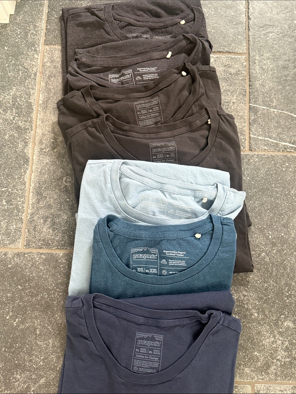 Patagonia Men's Short Sleeve Crew Tees - Black, Light Blue, Teal, Navy